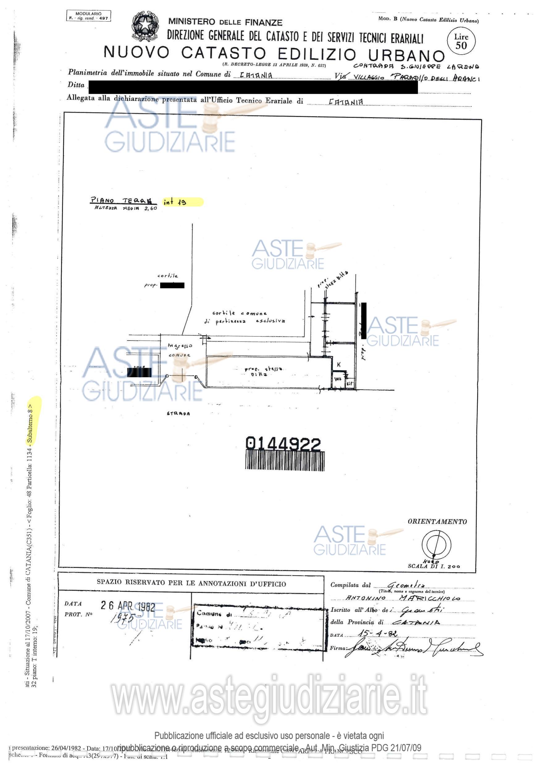 Planimetria del bene