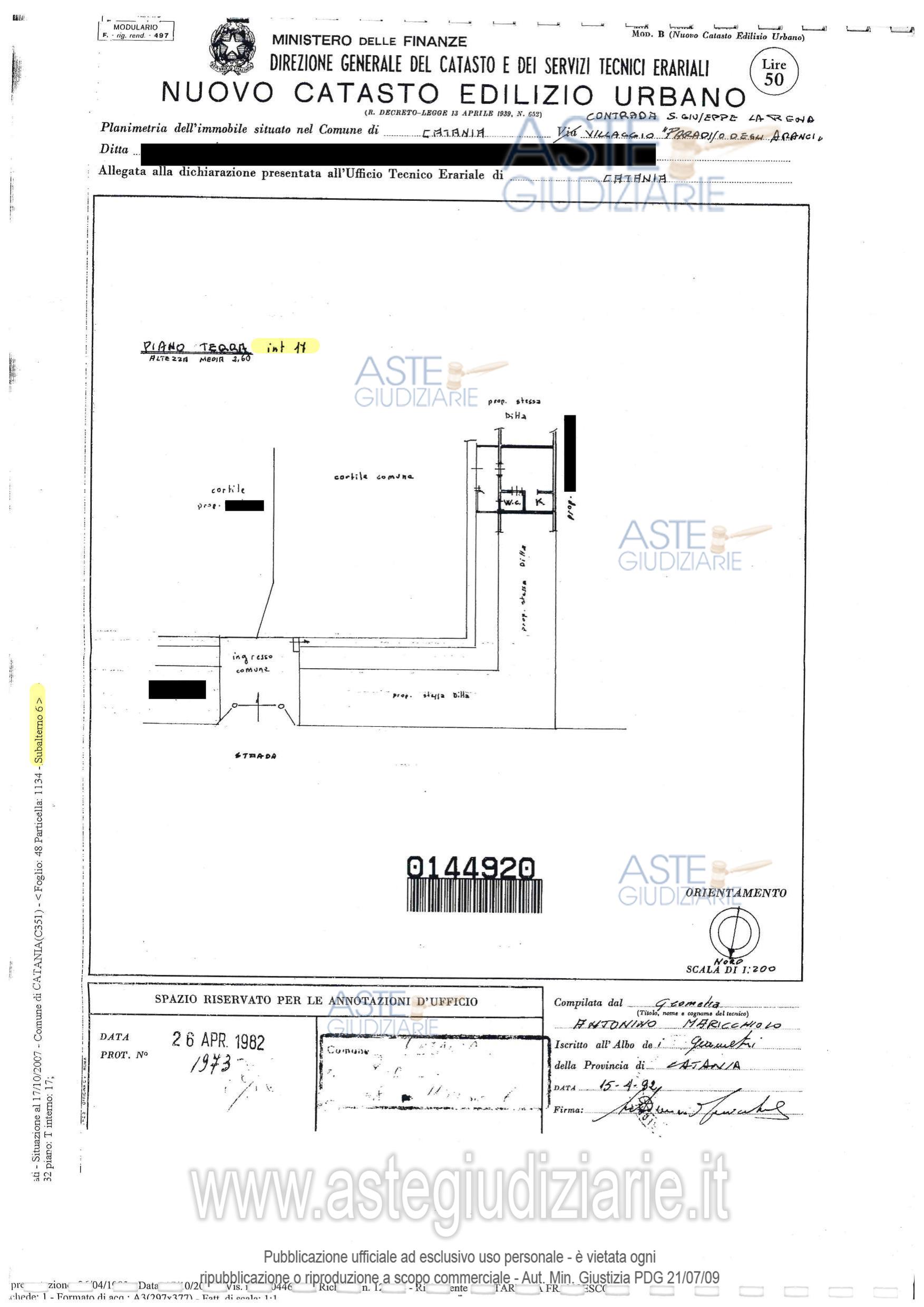 Planimetria del bene