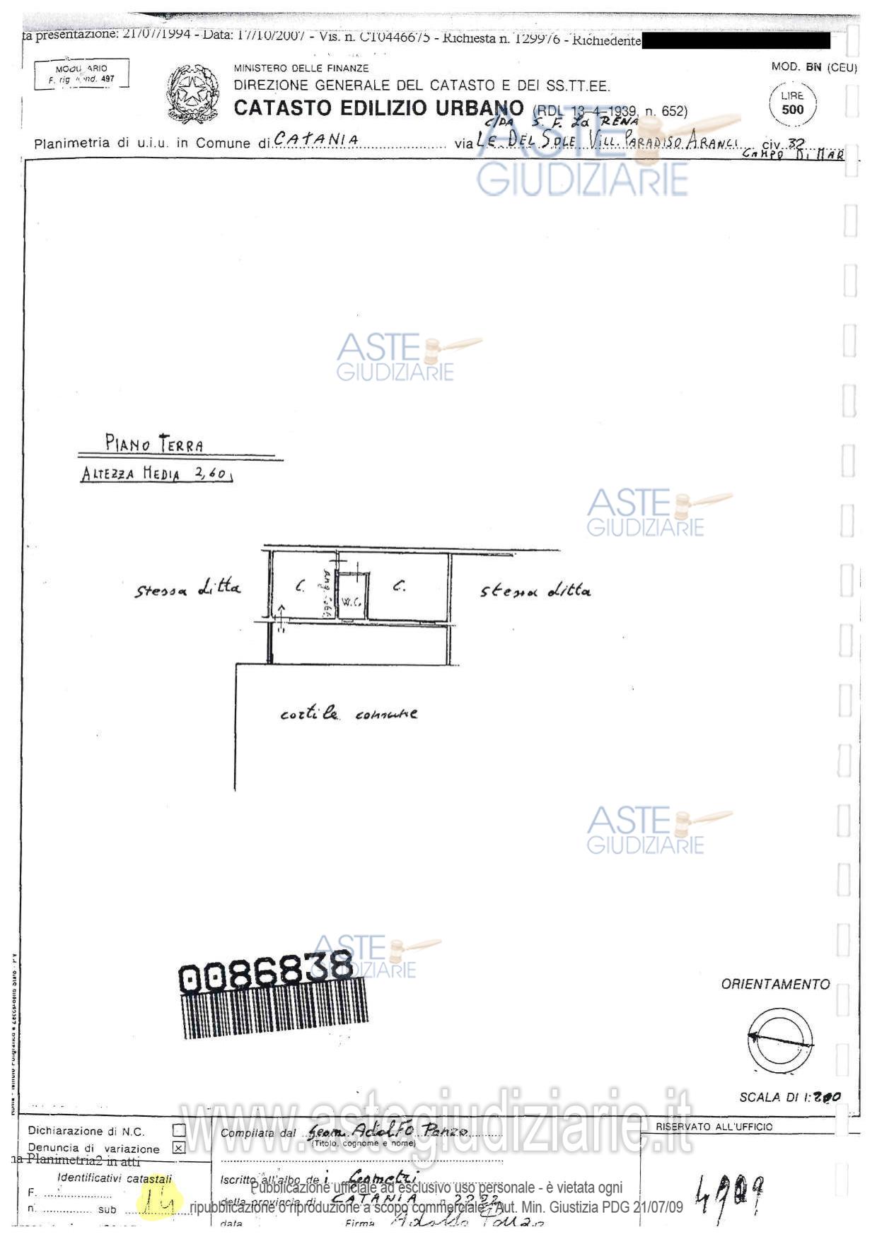 Planimetria del bene