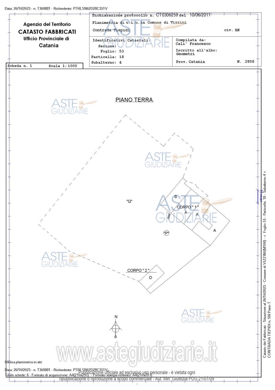 Planimetria del bene