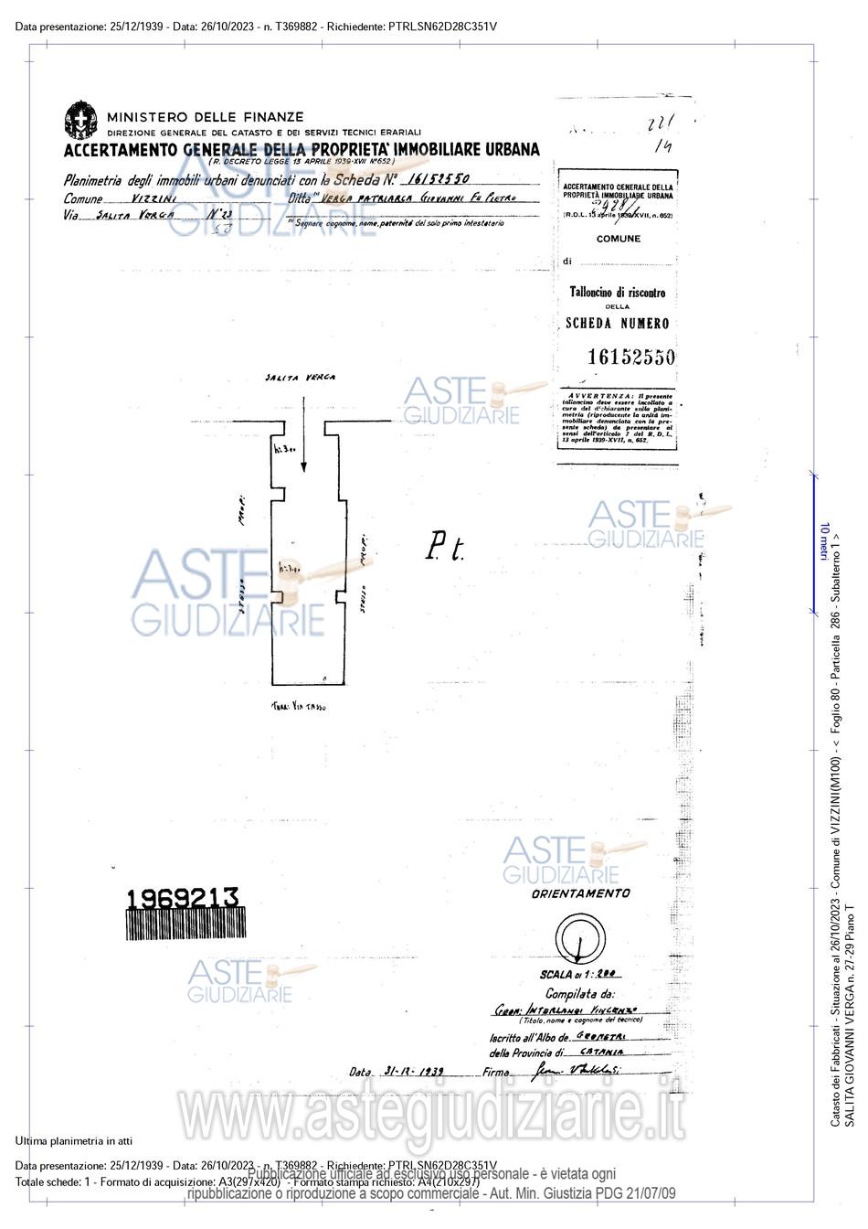 Planimetria del bene