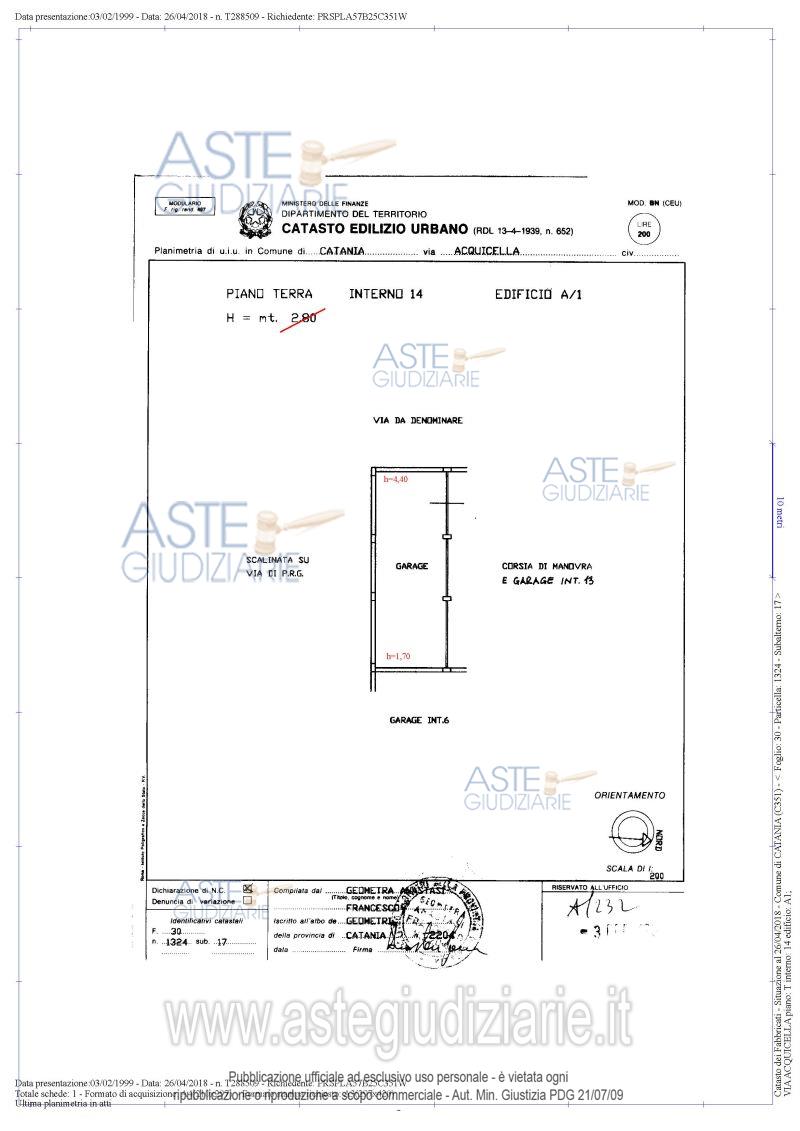 Planimetria del bene