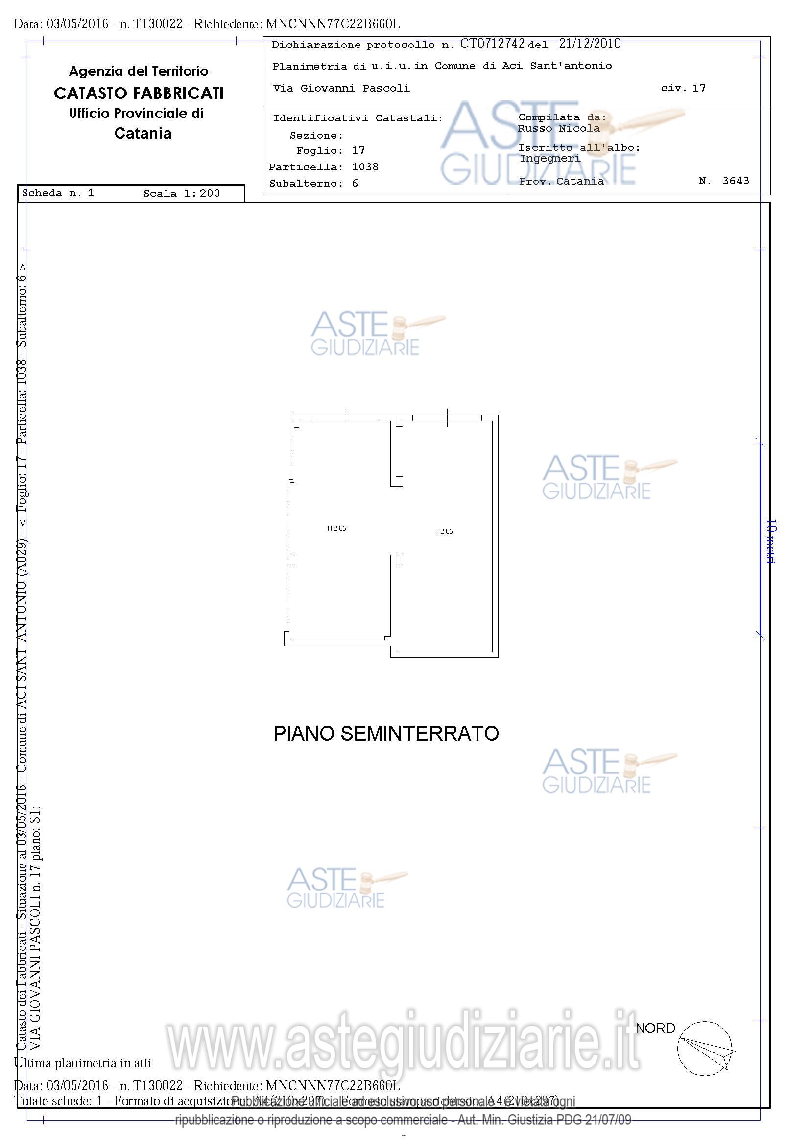 Planimetria del bene