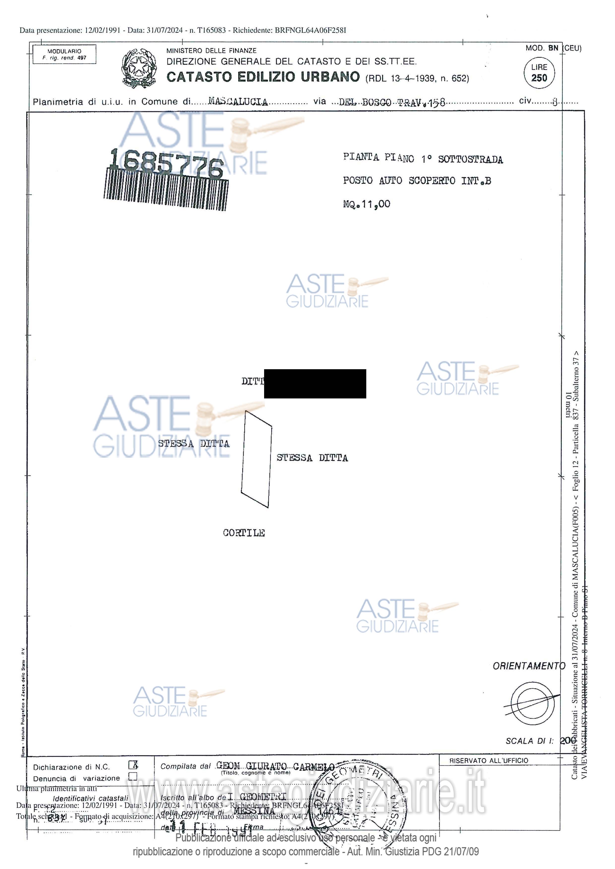 Planimetria del bene