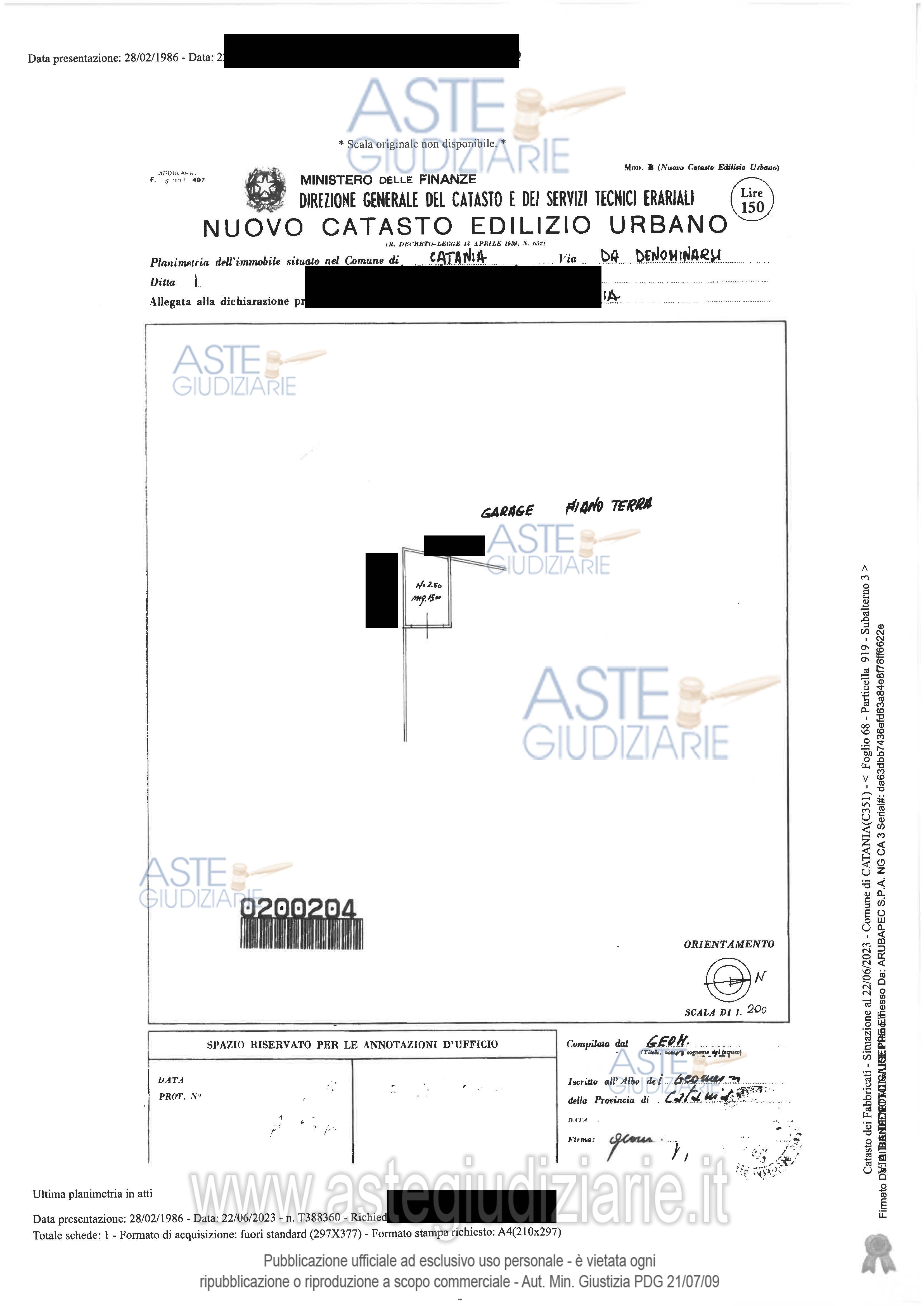Planimetria del bene