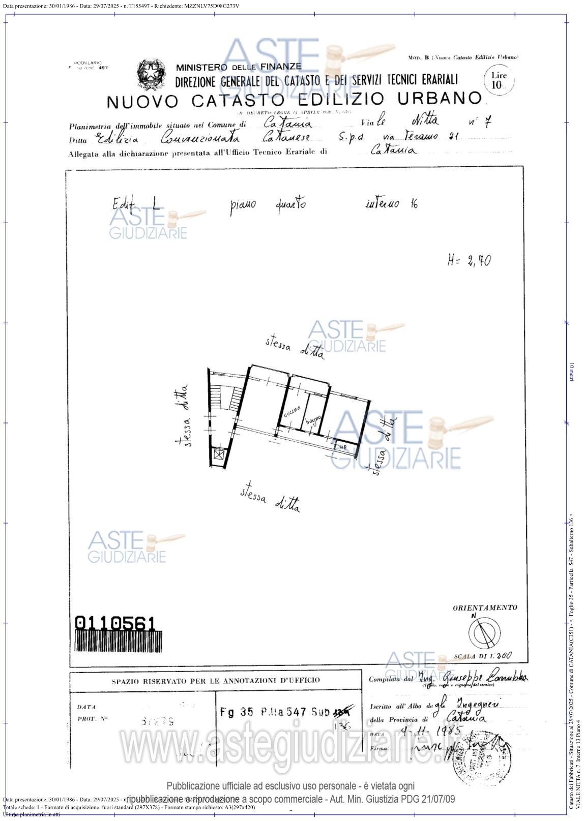 Planimetria del bene