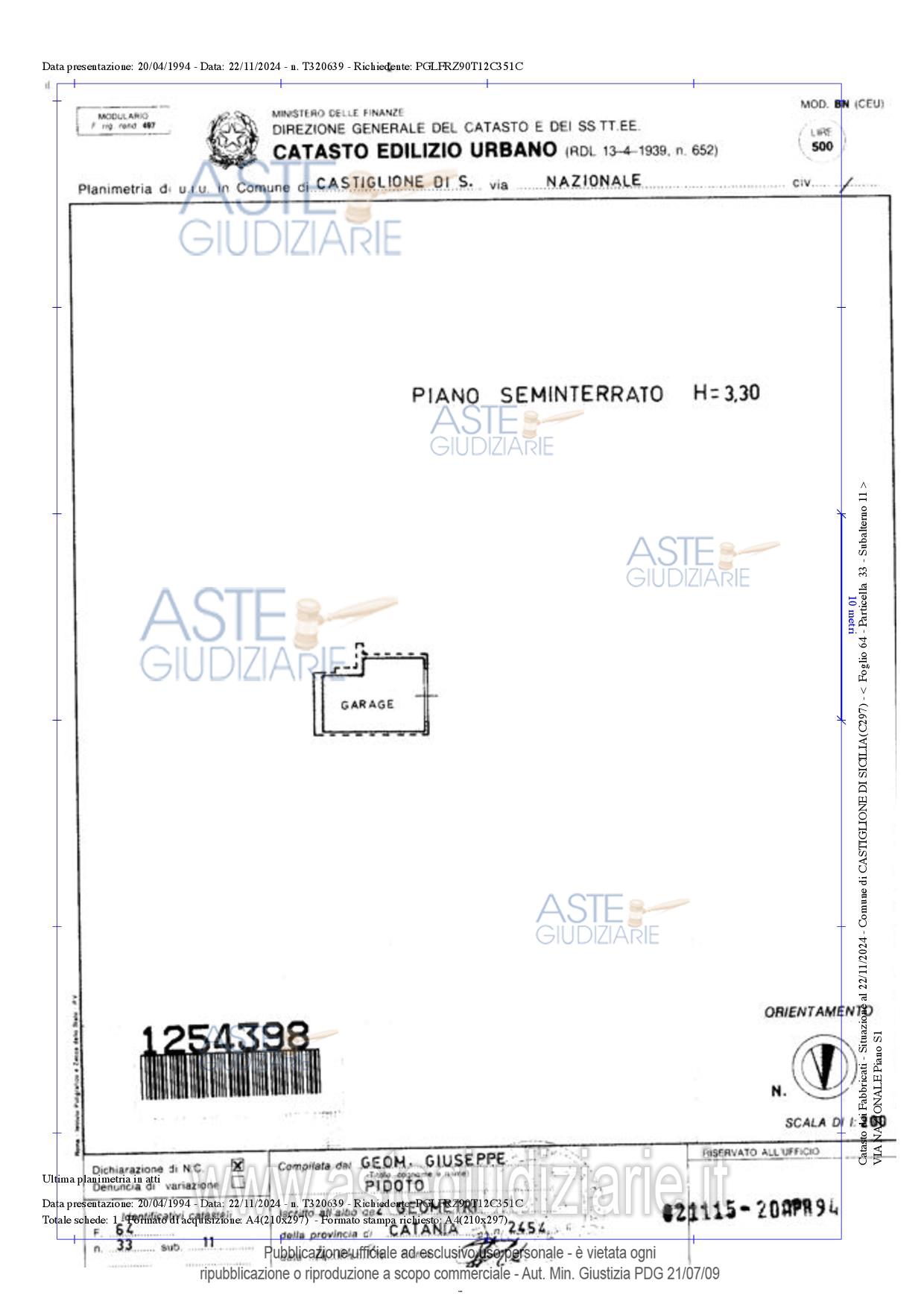Planimetria del bene