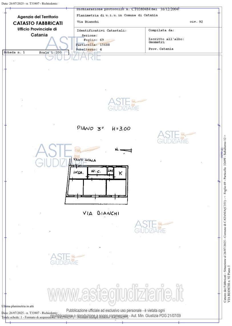 Planimetria del bene