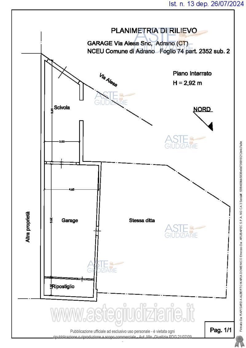 Planimetria del bene