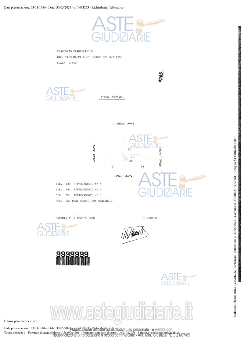 Planimetria del bene
