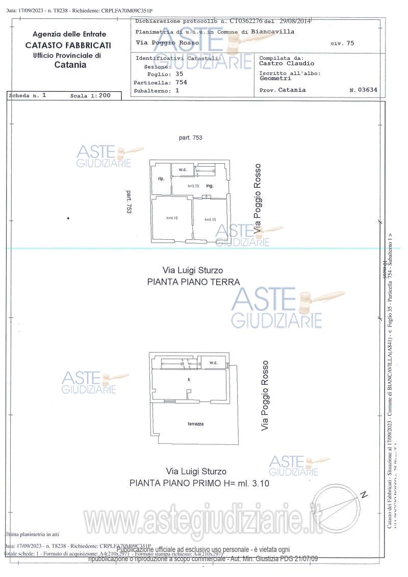 Planimetria del bene