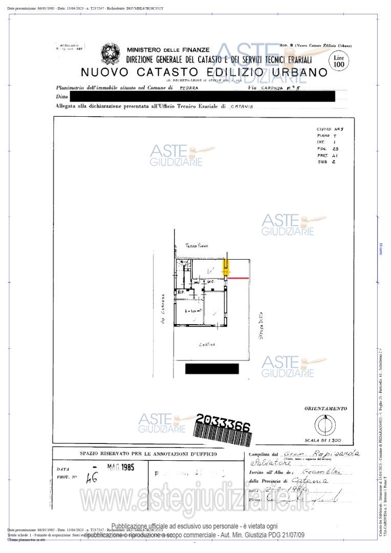 Planimetria del bene
