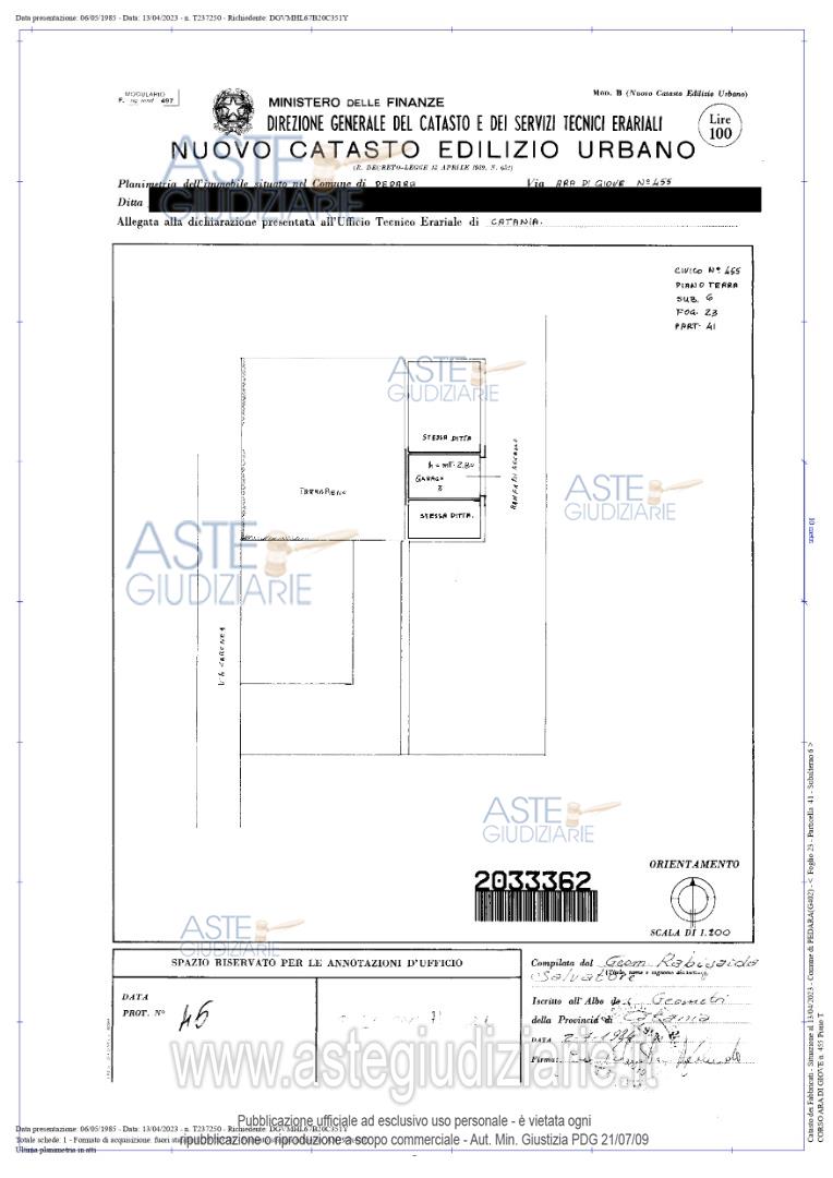 Planimetria del bene
