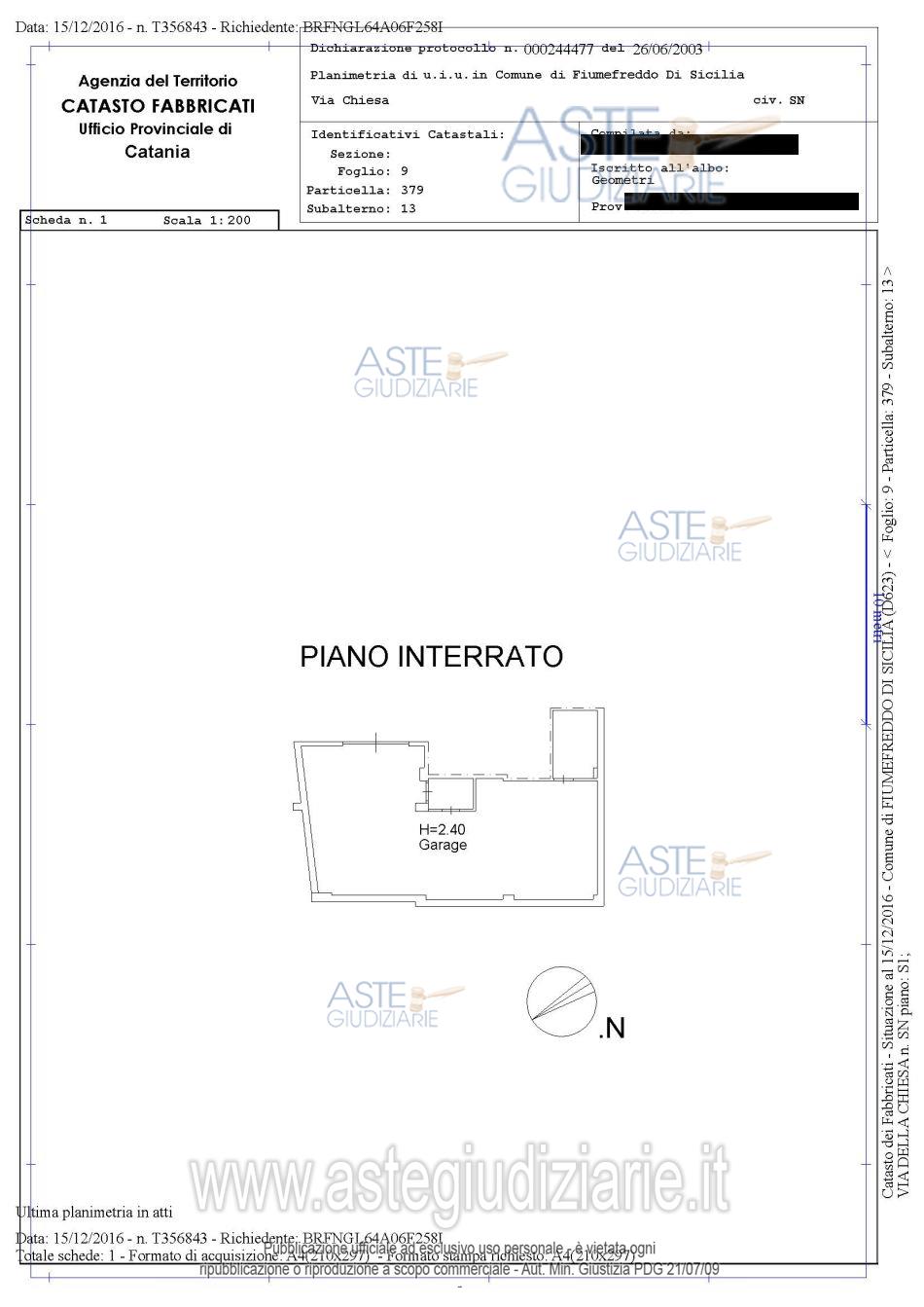 Planimetria del bene