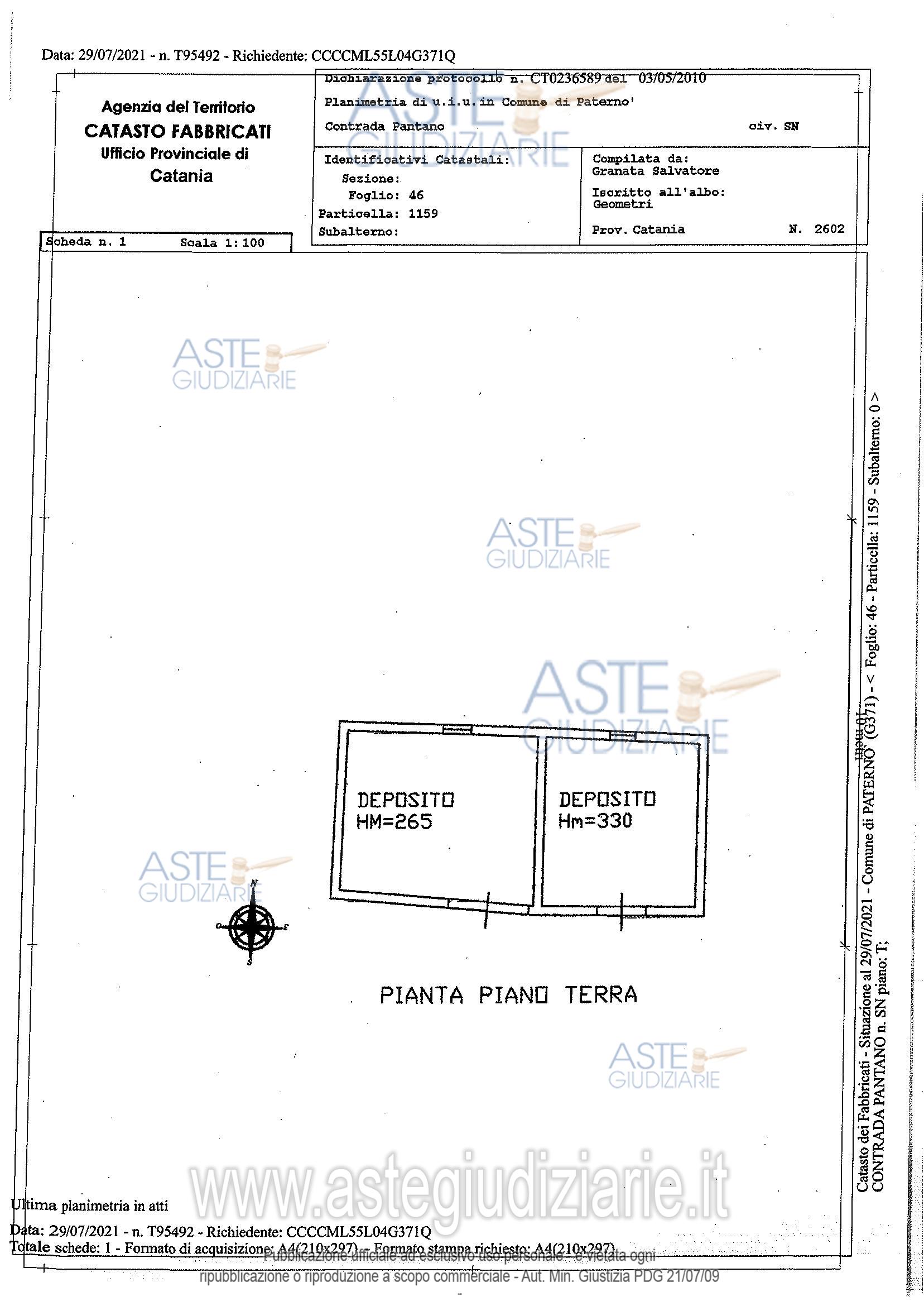 Planimetria del bene