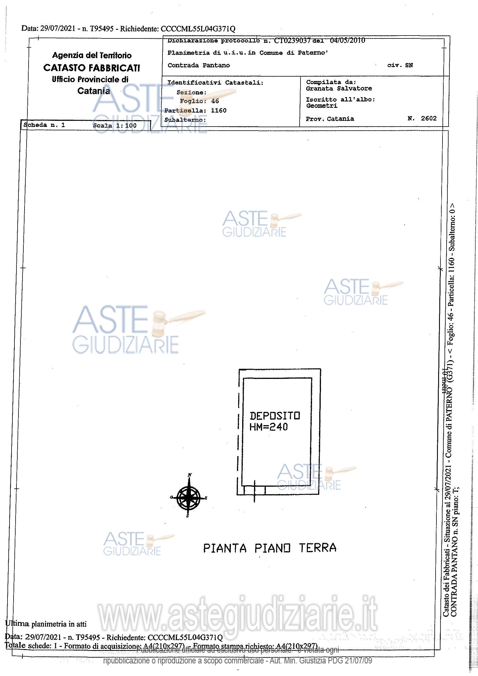 Planimetria del bene