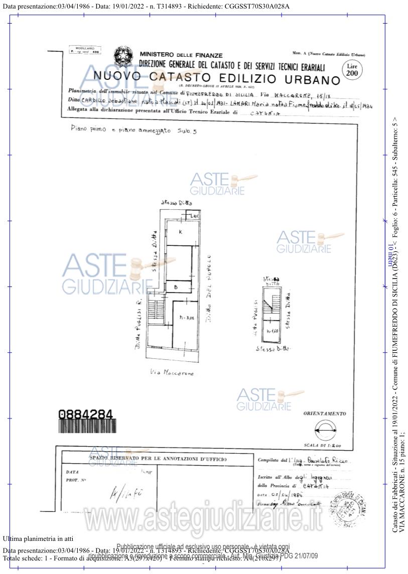 Planimetria del bene