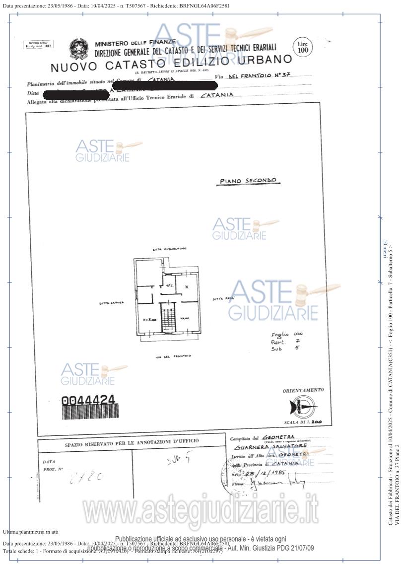 Planimetria del bene