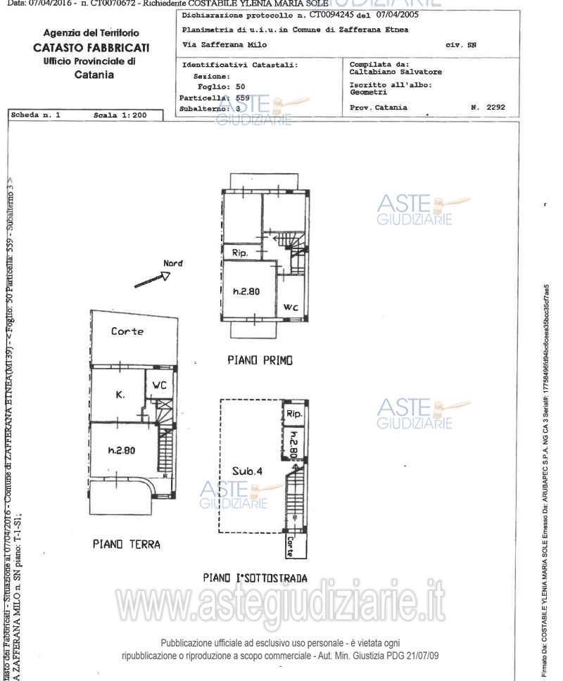 Planimetria del bene