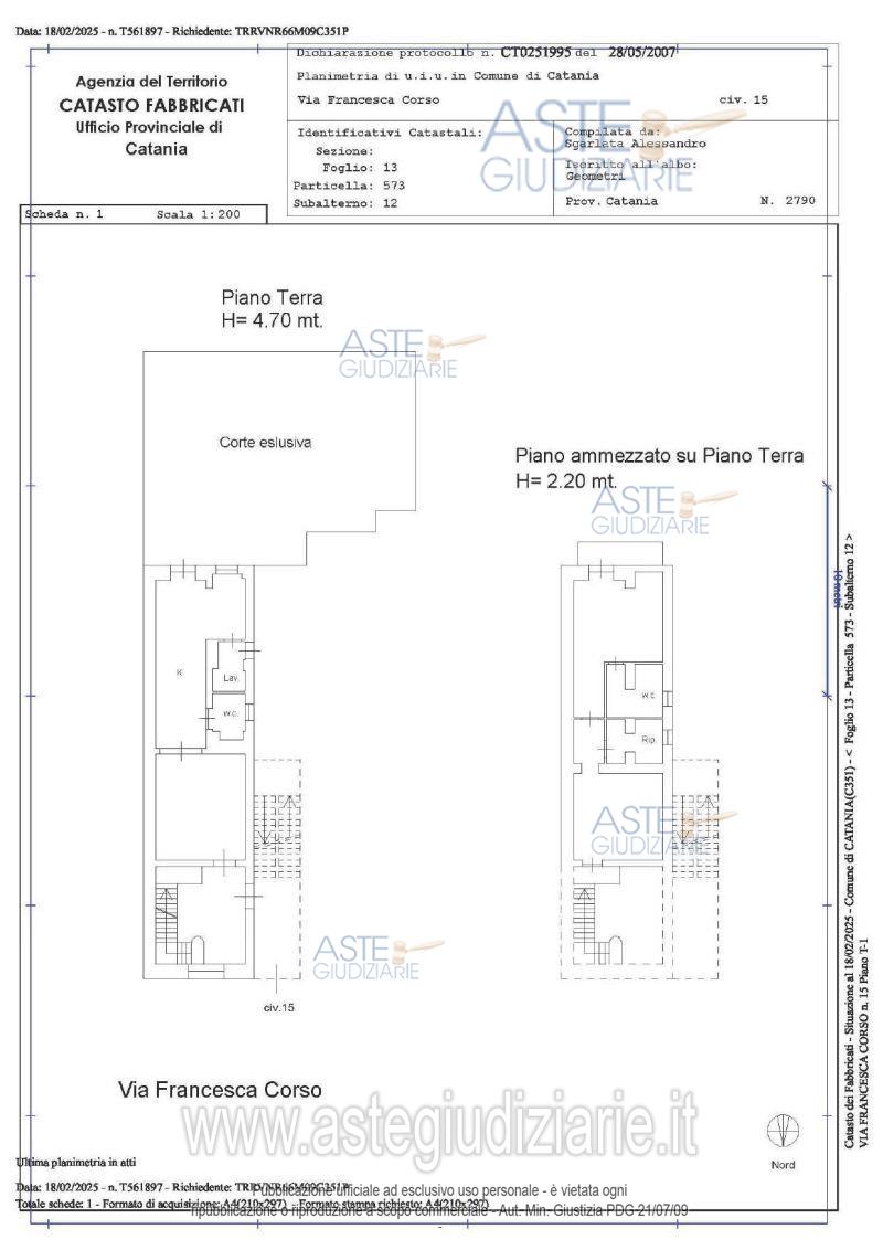 Planimetria del bene