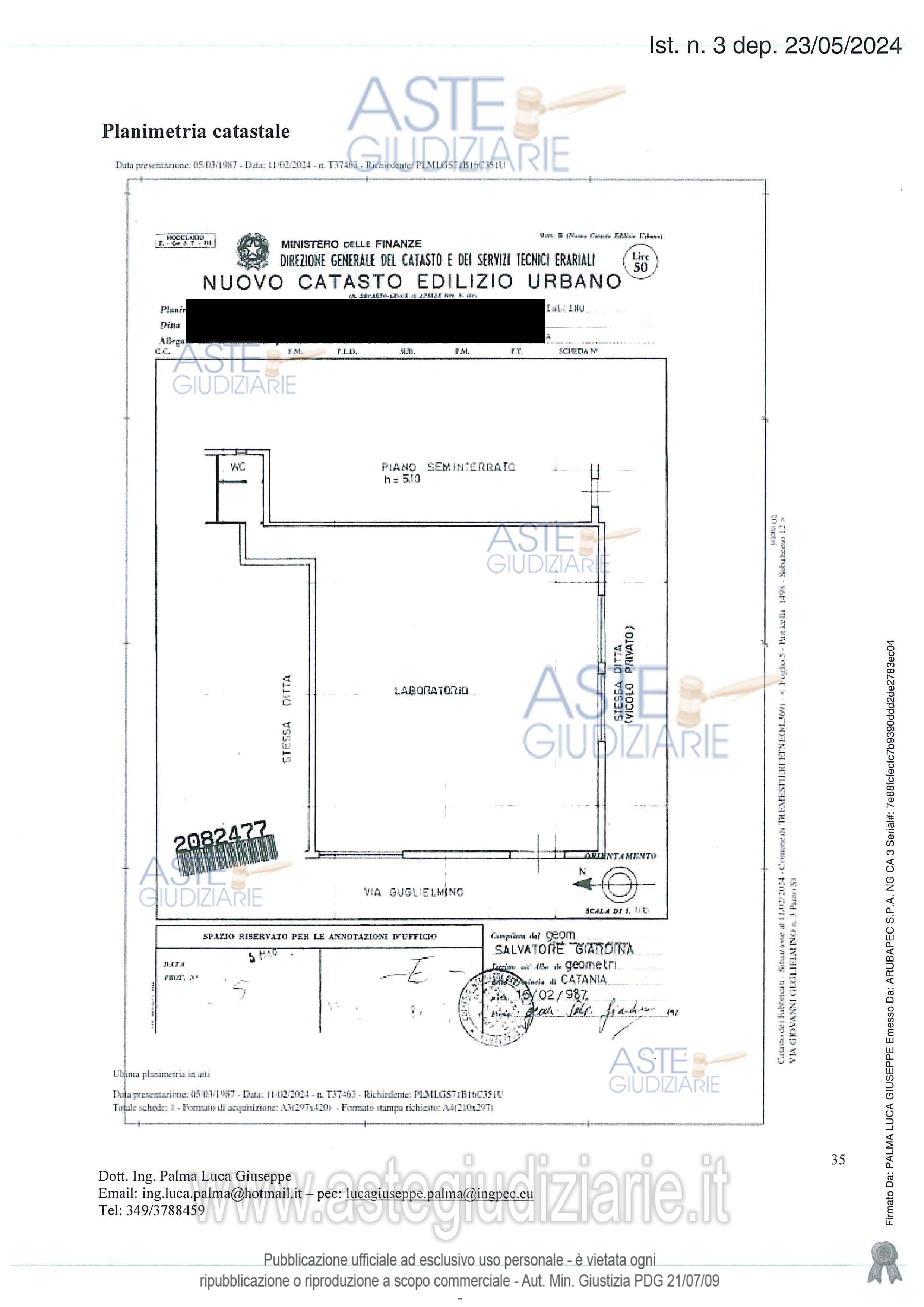Planimetria del bene