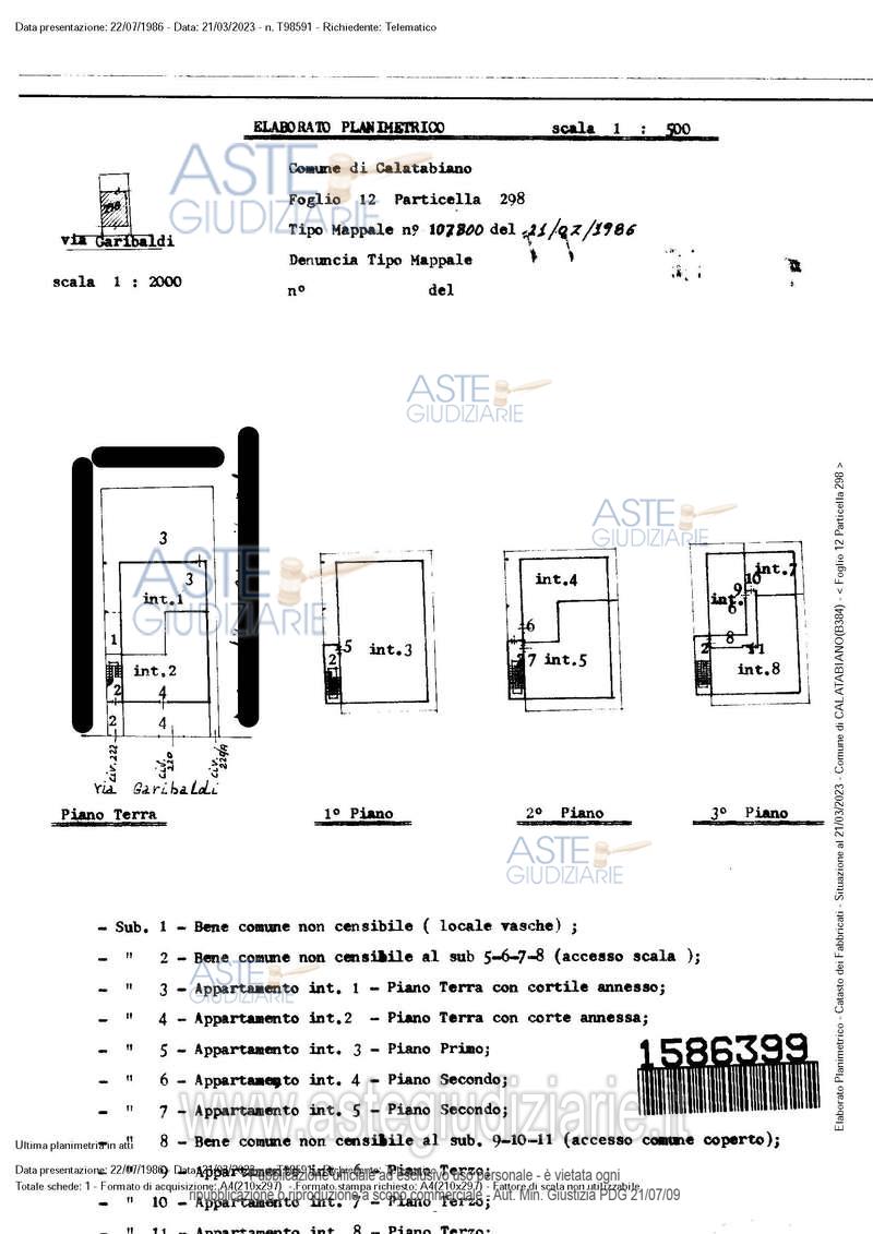 Planimetria del bene