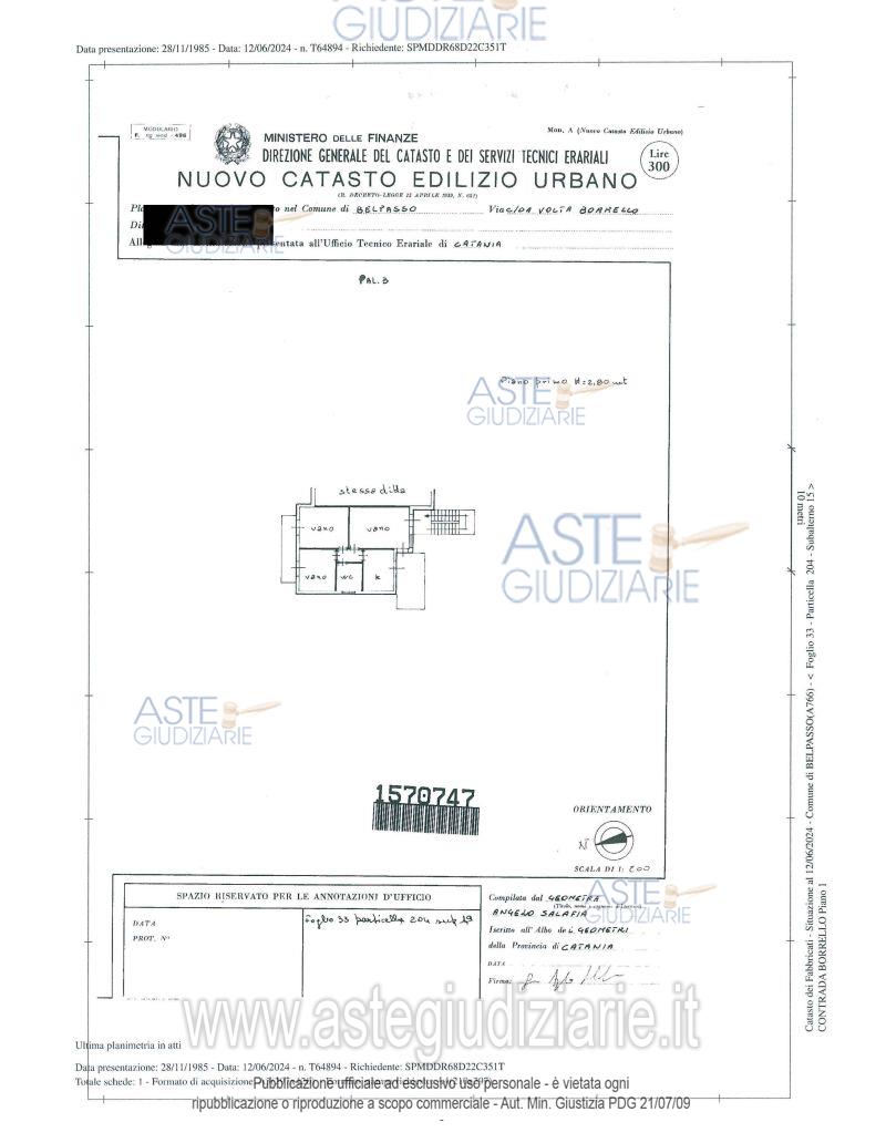 Planimetria del bene