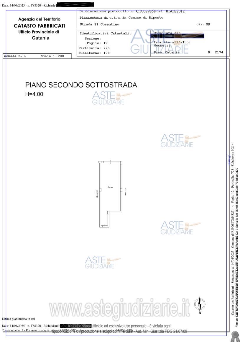 Planimetria del bene