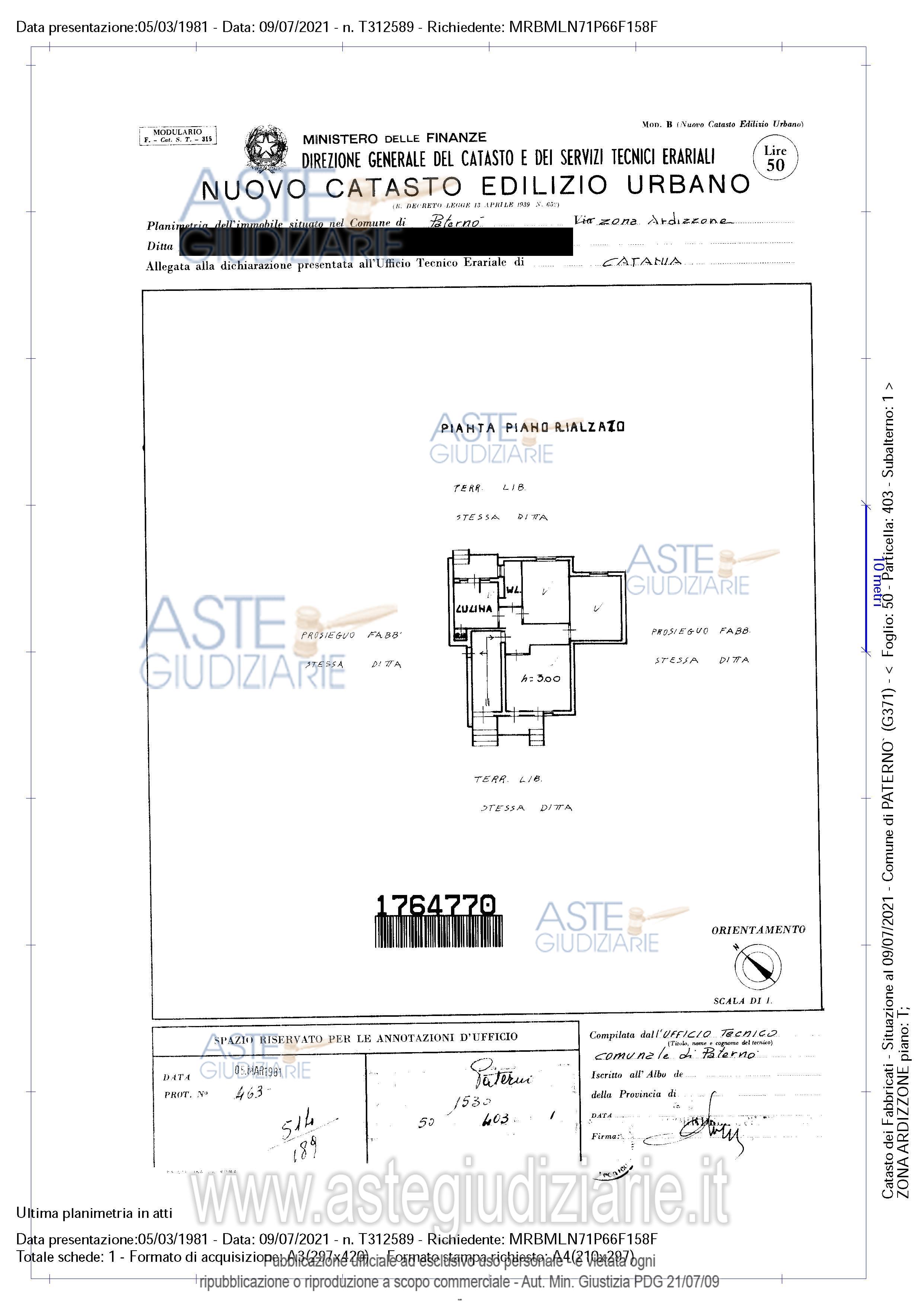 Planimetria del bene