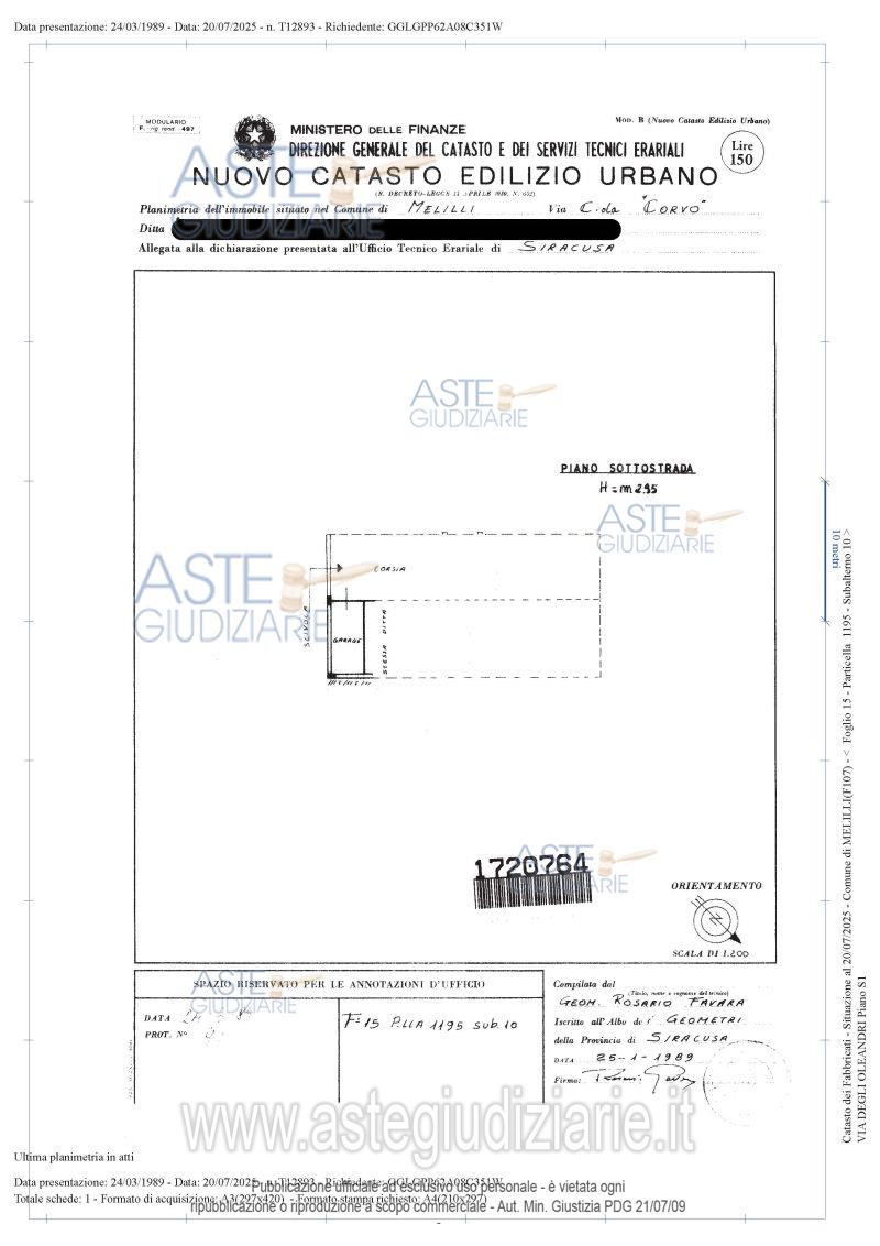 Planimetria del bene