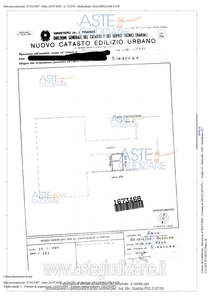 Planimetria del bene