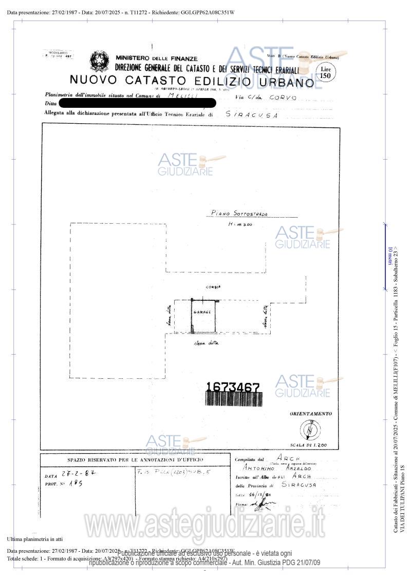 Planimetria del bene