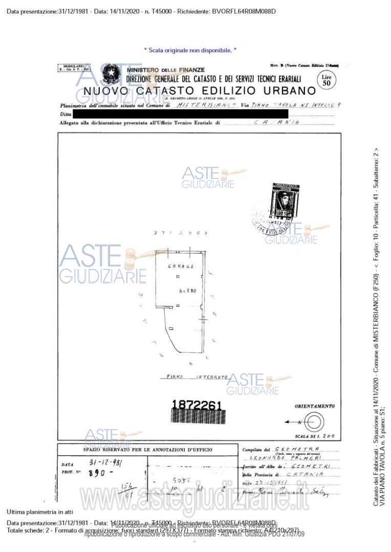 Planimetria del bene