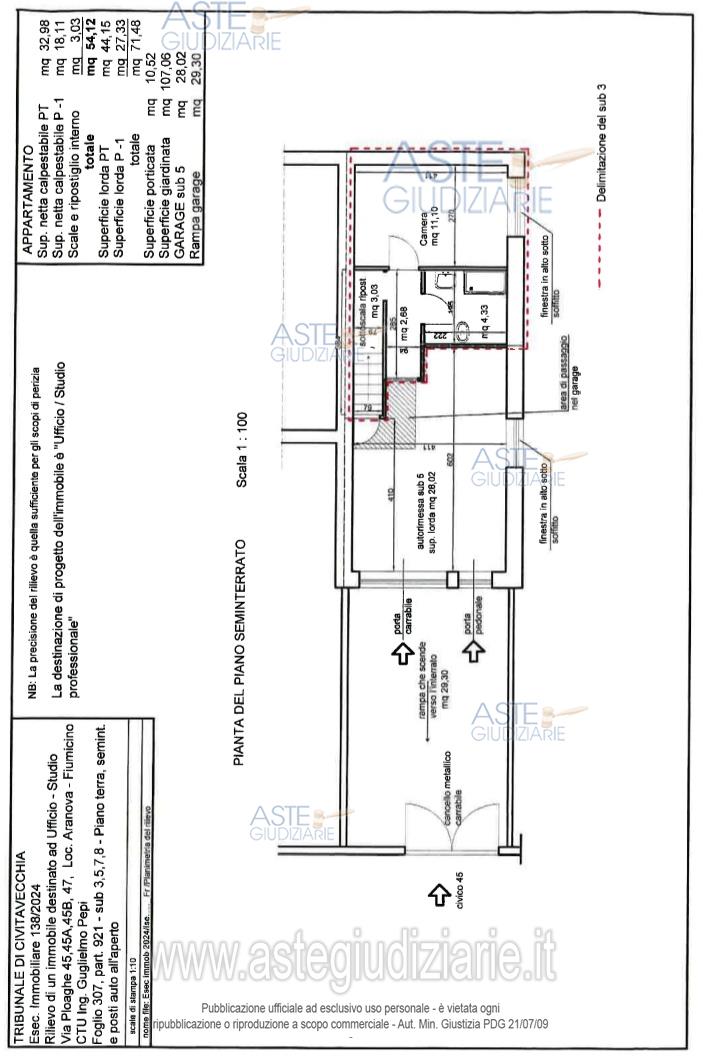 Planimetria del bene