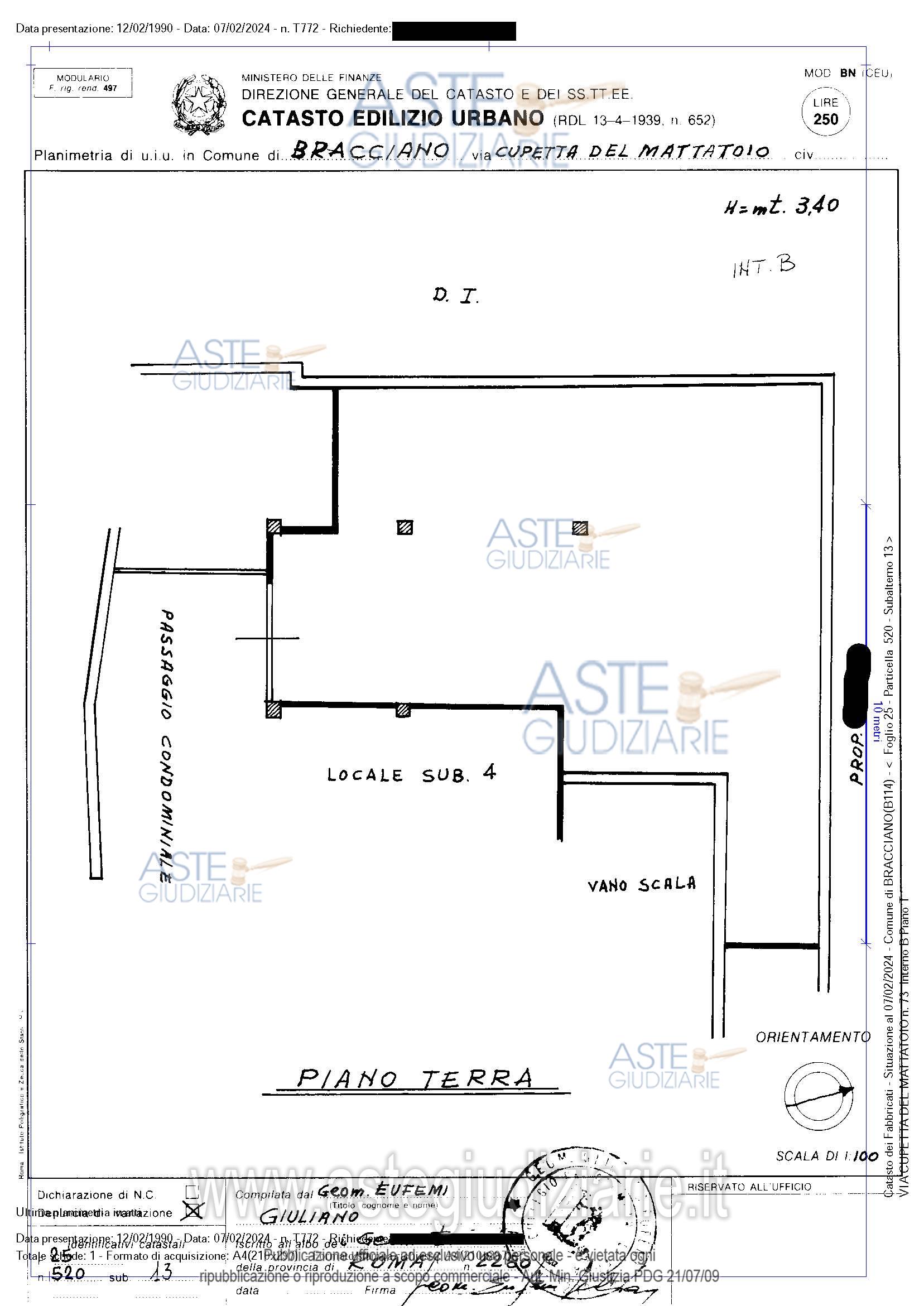 Planimetria del bene