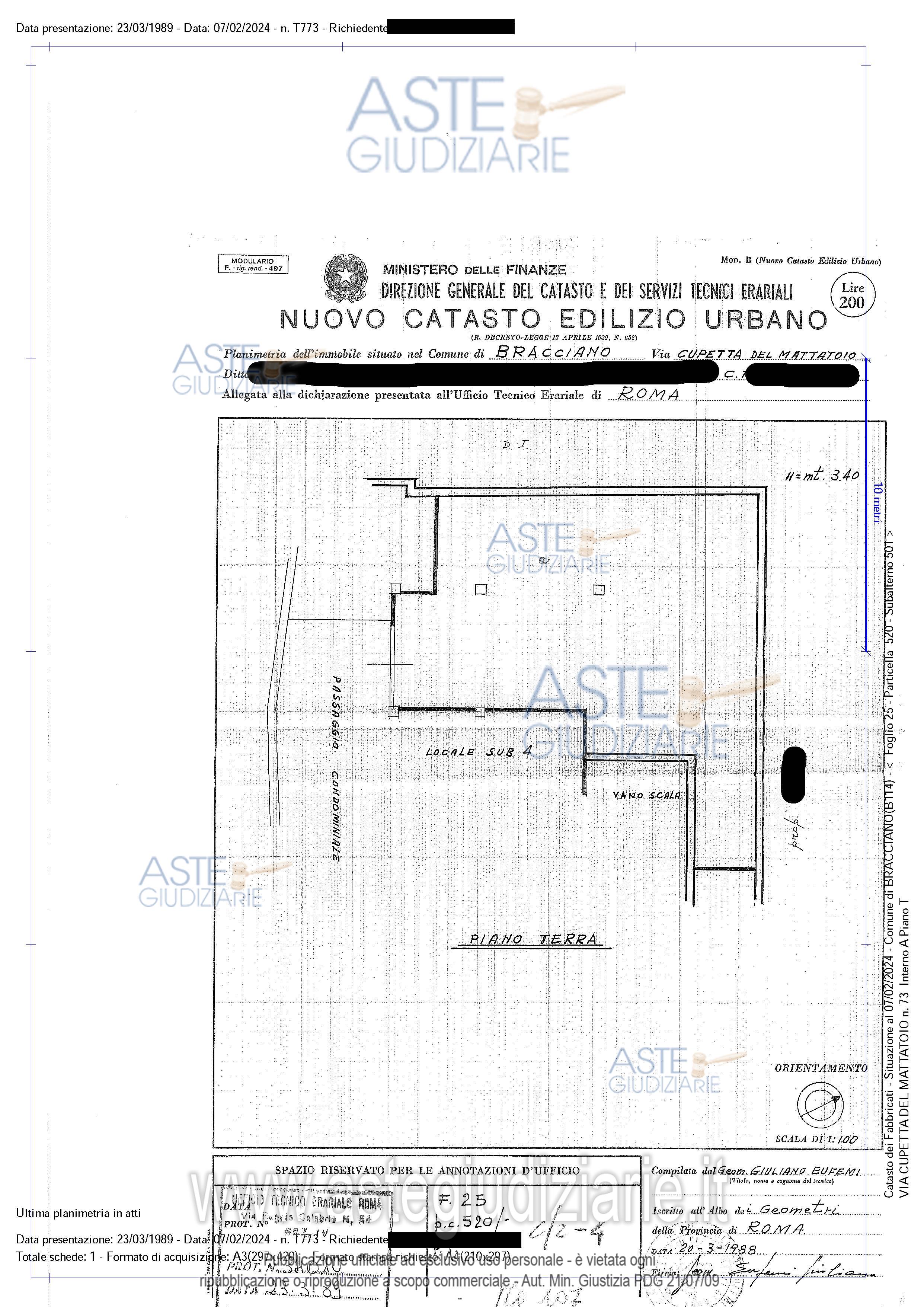 Planimetria del bene