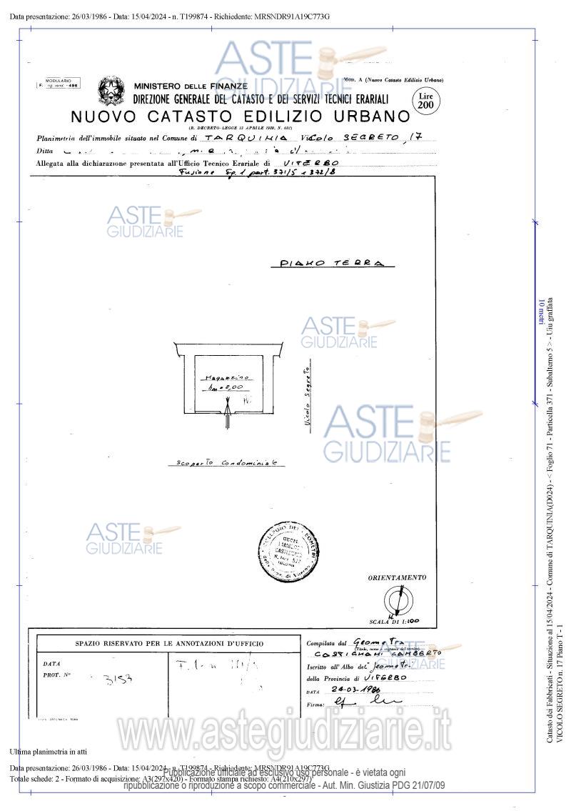 Planimetria del bene