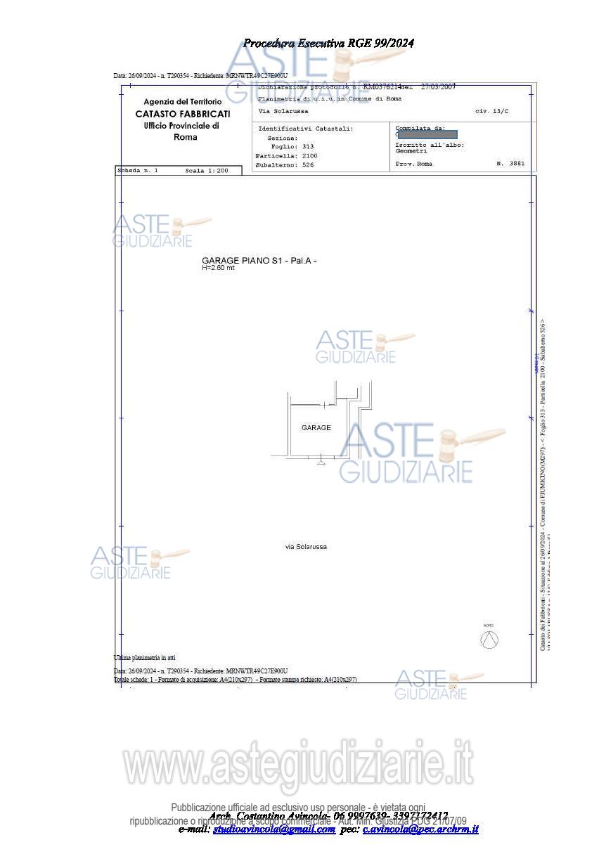 Planimetria del bene