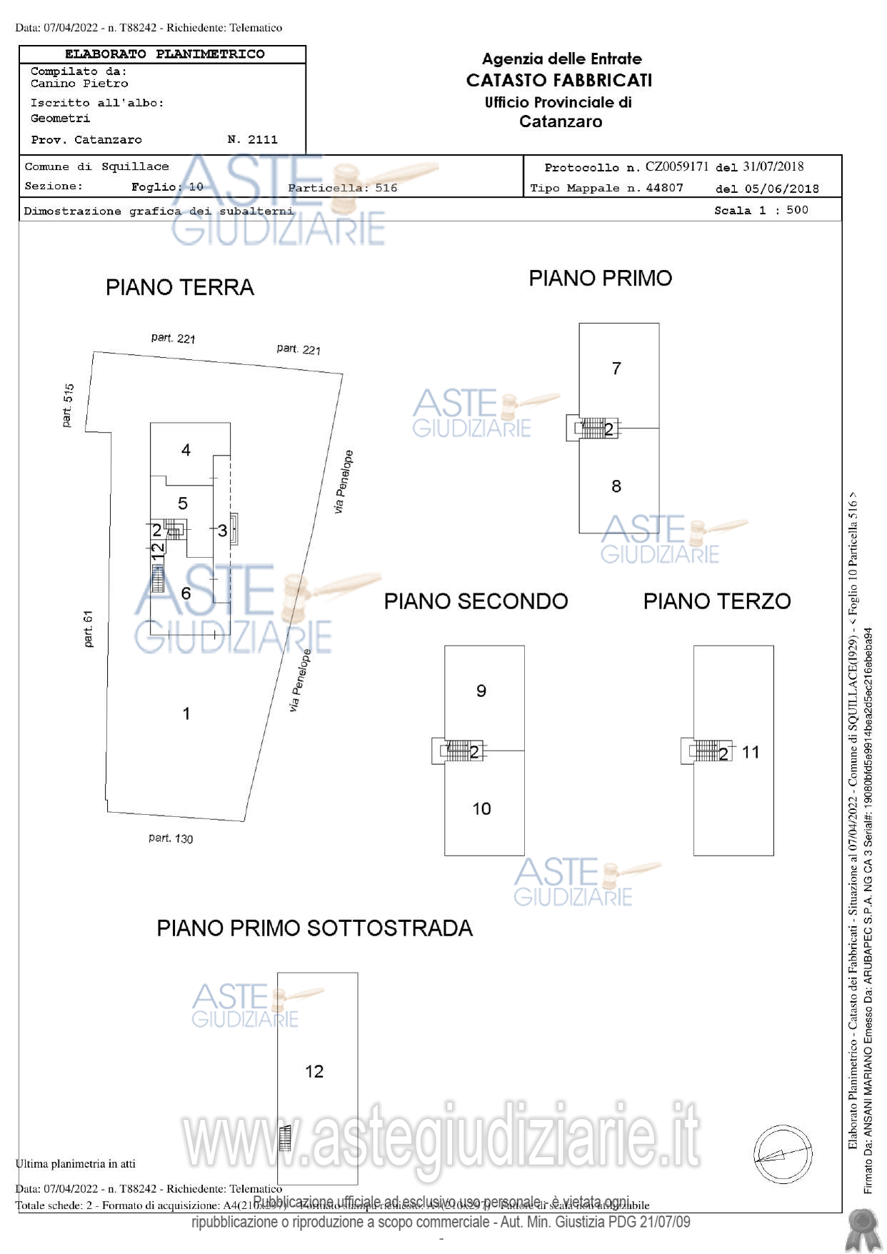 Planimetria del bene