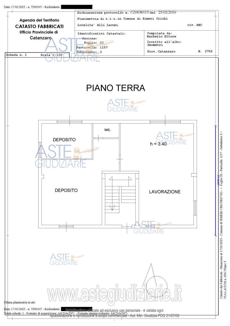 Planimetria del bene