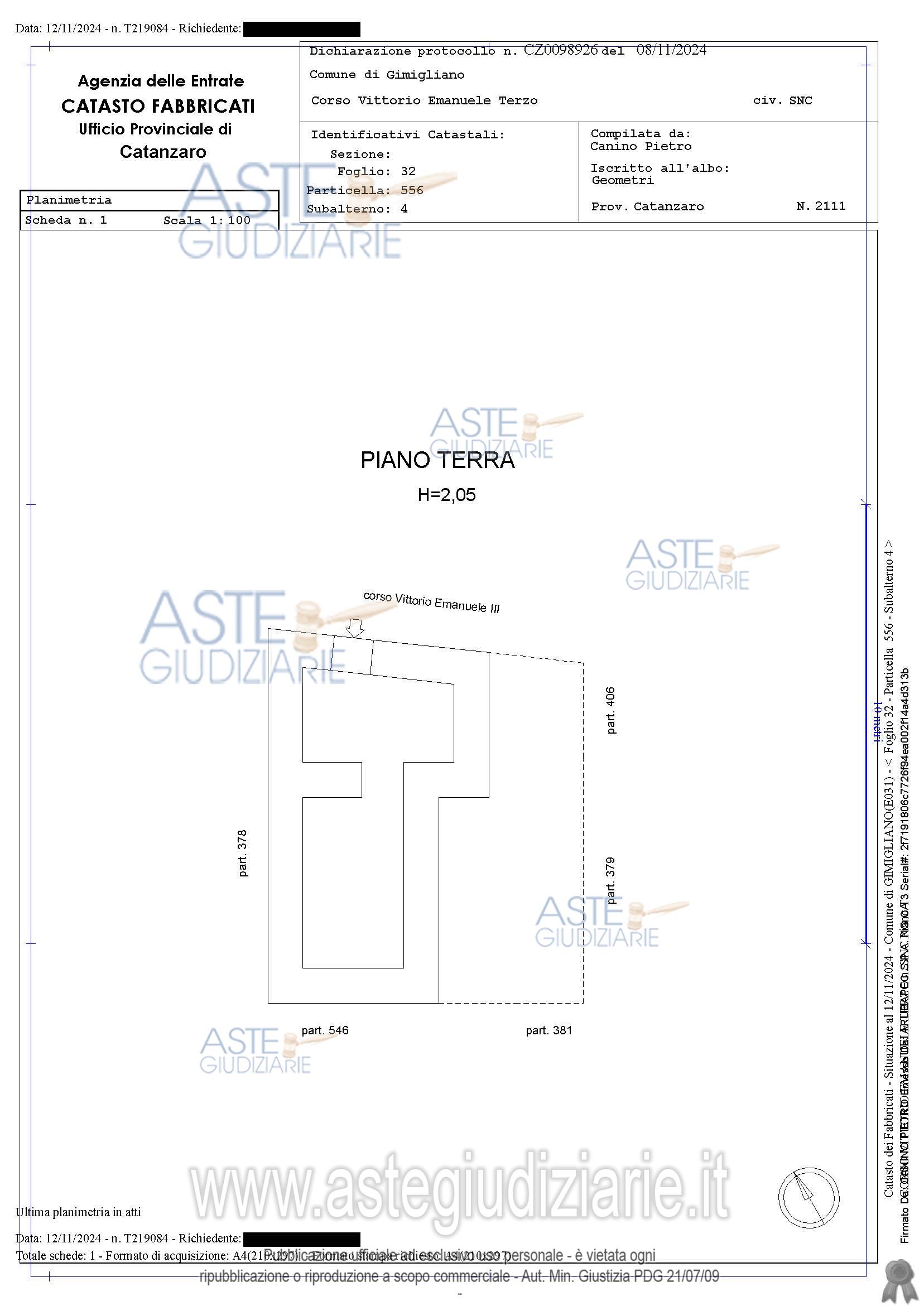 Planimetria del bene