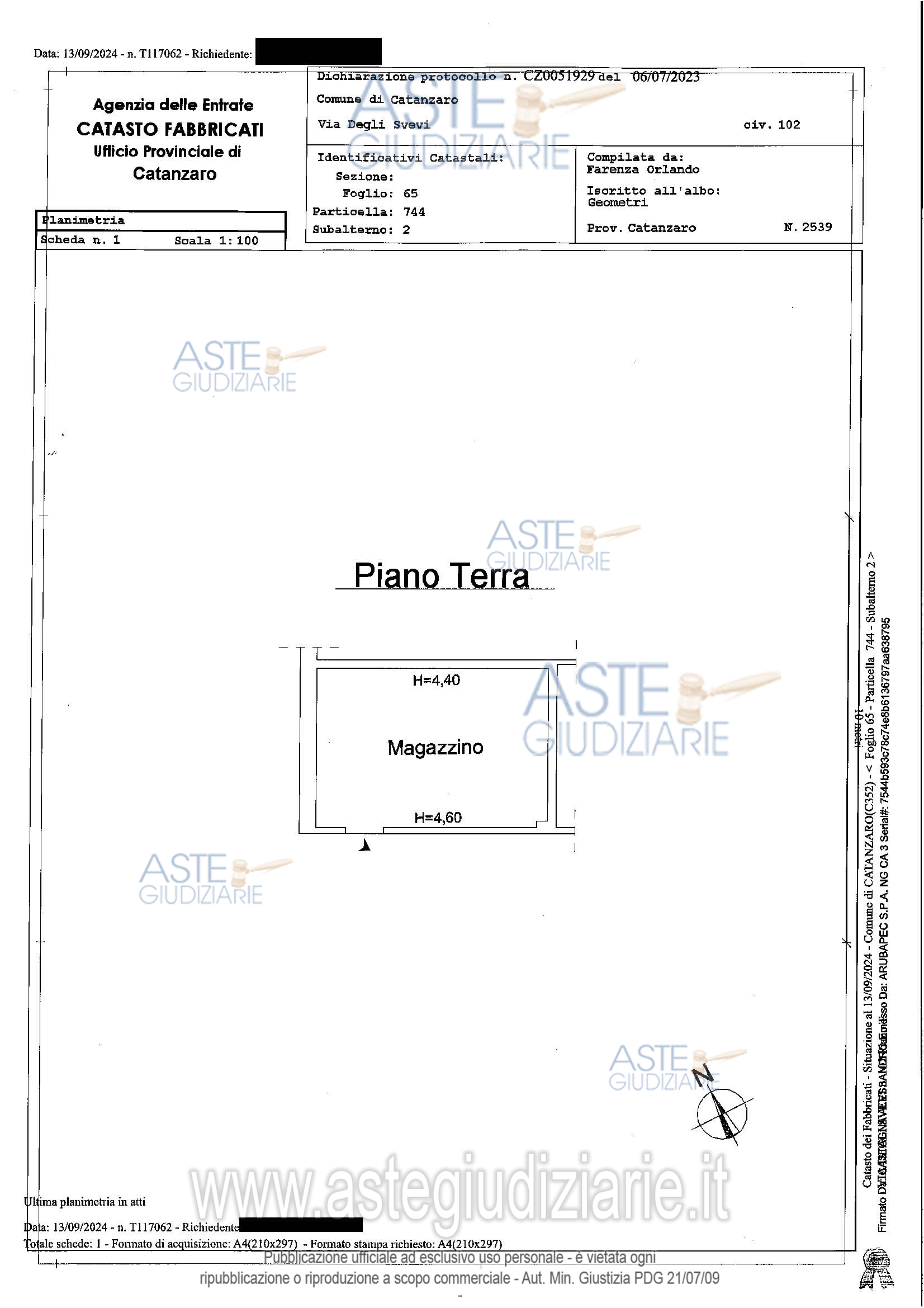 Planimetria del bene