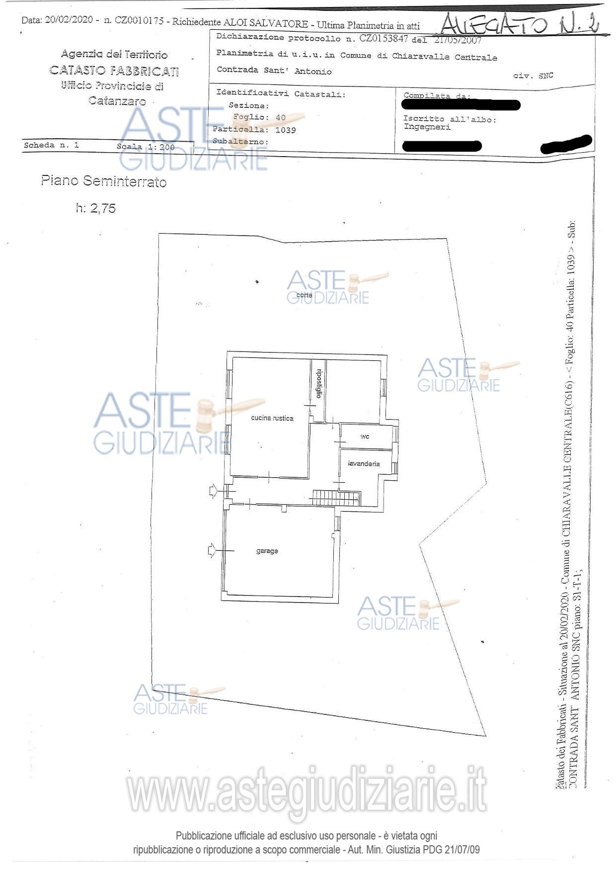 Planimetria del bene