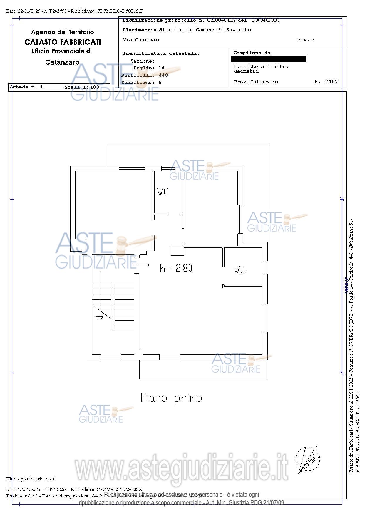 Planimetria del bene