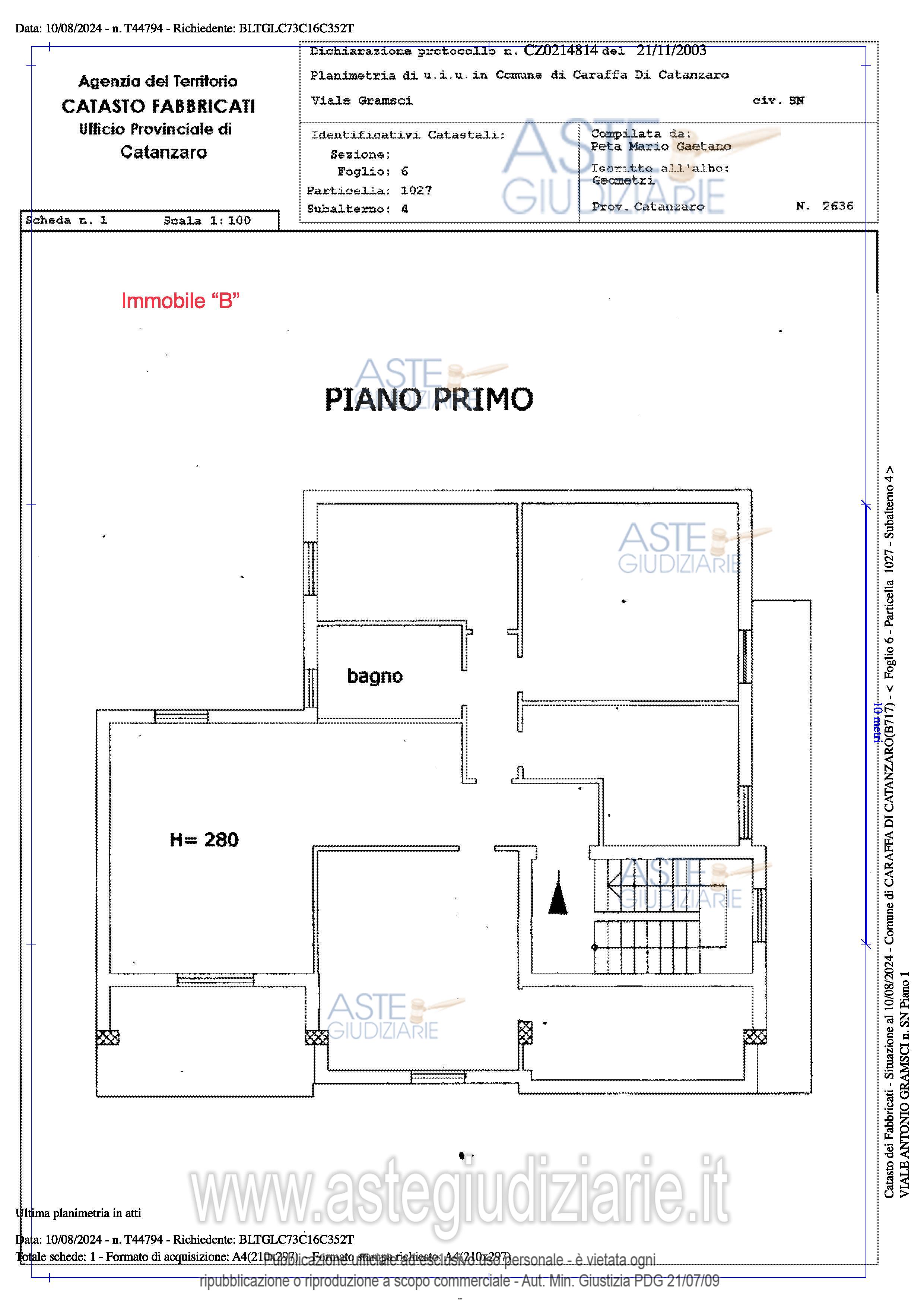 Planimetria del bene