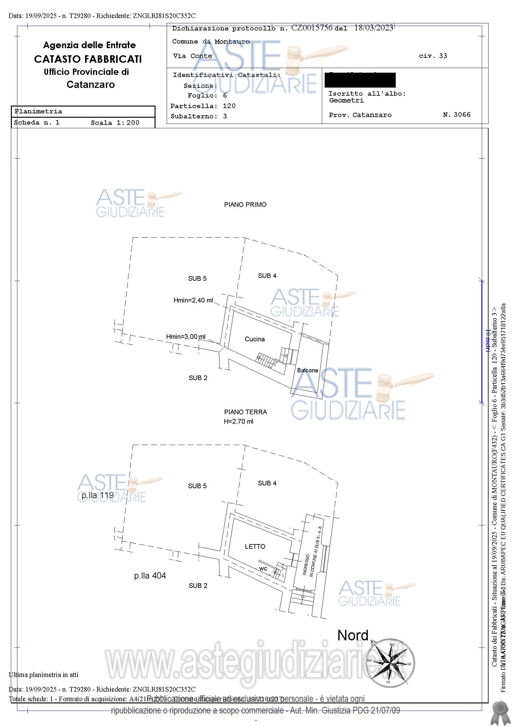 Planimetria del bene