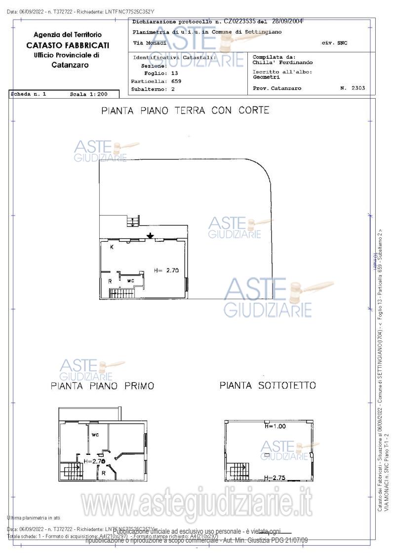 Planimetria del bene