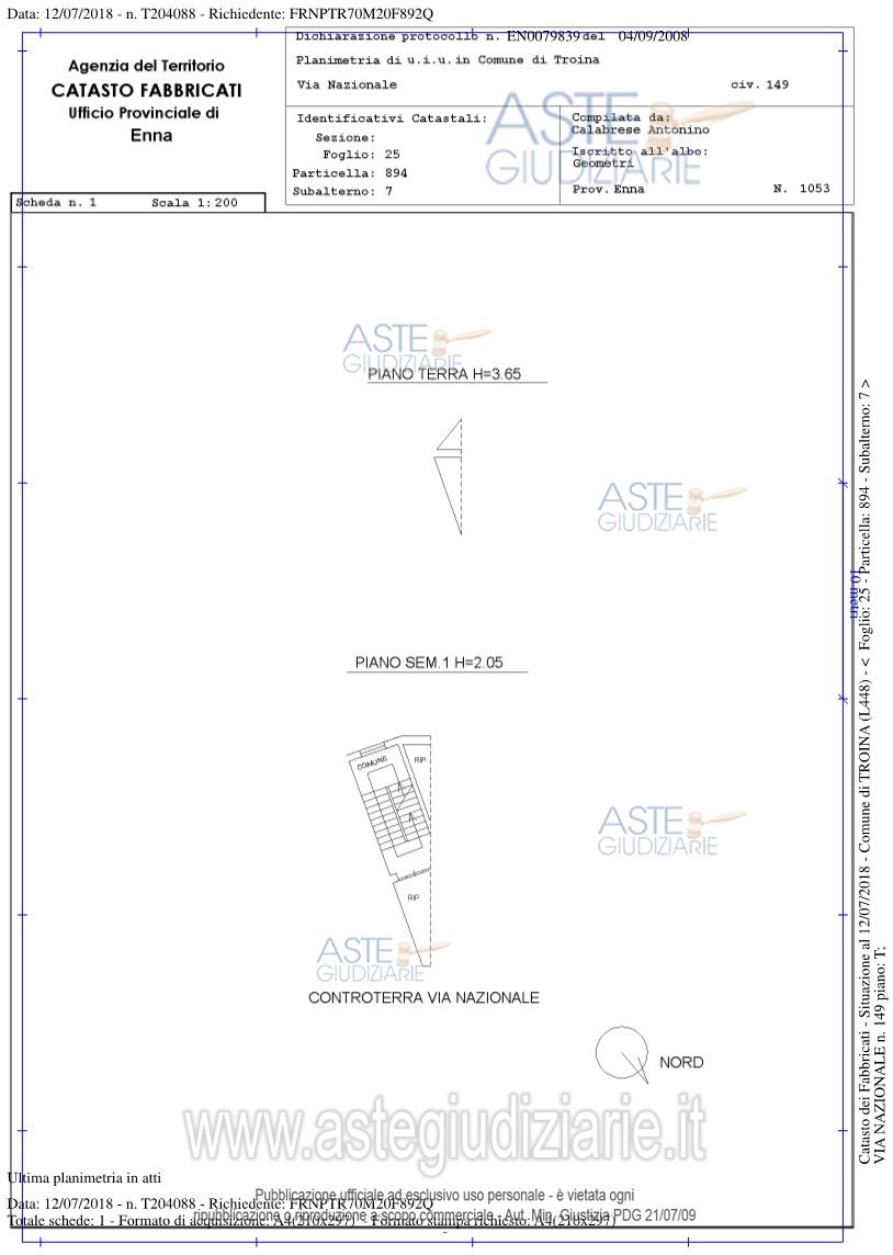 Planimetria del bene