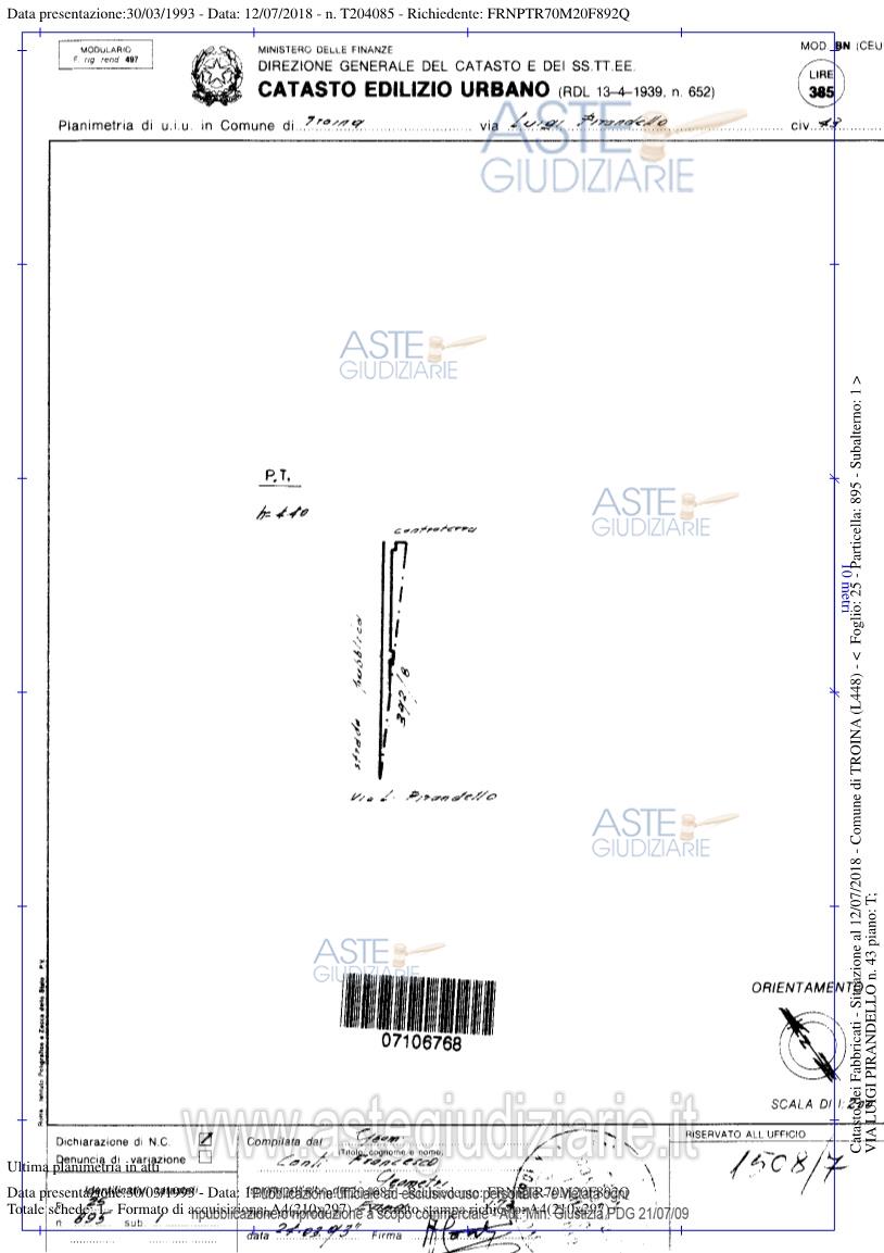 Planimetria del bene