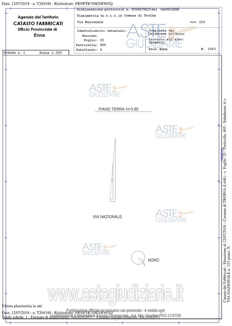Planimetria del bene